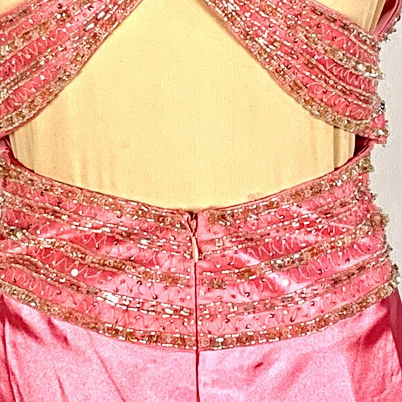 Glamorous New Pageant Prom Gown Sweetheart Neck Jeweled Pink Size 6 Glam A-line - Picture 9 of 12